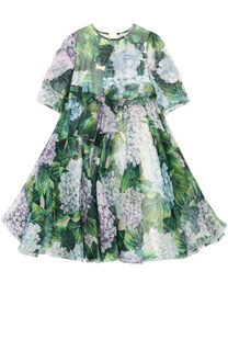 Шелковое платье с цветочным принтом и бантом Dolce &amp; Gabbana