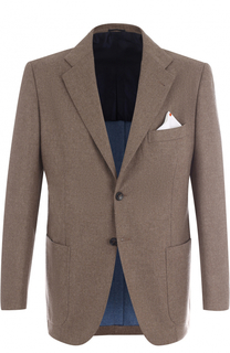Кашемировый однобортный пиджак с платком Kiton