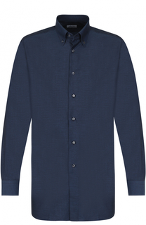 Сорочка из смеси хлопка и кашемира с воротником button down Brioni