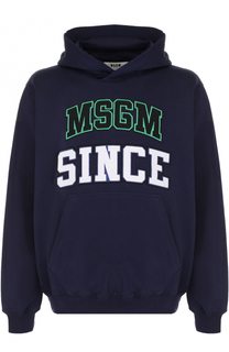 Хлопковая толстовка с контрастной отделкой и капюшоном MSGM