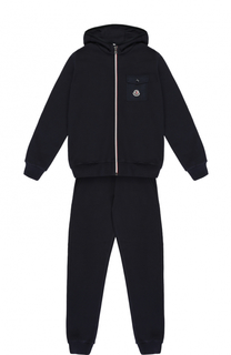 Спортивный костюм из хлопка с накладным карманом Moncler Enfant