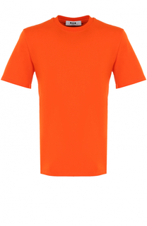 Хлопковая футболка с аппликацией на спине MSGM