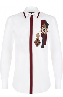 Хлопковая рубашка с аппликациями Dolce &amp; Gabbana