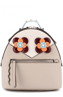 Кожаный рюкзак с цветочной аппликацией Fendi