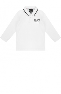 Хлопковое поло с логотипом бренда и длинными рукавами Ea 7