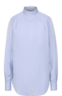 Хлопковая блуза с воротником-стойкой Thom Browne