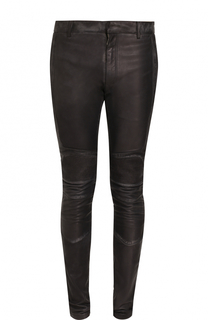 Кожаные зауженные брюки Balmain