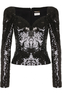 Топ с длинным рукавом и пайетками Saint Laurent