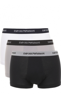 Комплект из трех хлопковых боксеров с эластичной резинкой Emporio Armani