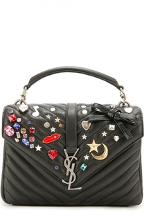 Сумка Collège Monogram medium с металлическими заклепками и стразами Saint Laurent