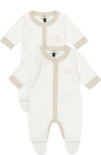 Комплект из двух хлопковых пижам с принтом Armani Junior