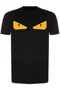 Хлопковая футболка с аппликациями Fendi