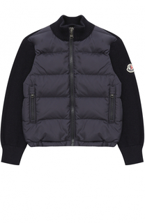 Вязаная куртка со стеганой пуховой вставкой Moncler Enfant