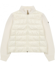 Вязаная куртка со стеганой пуховой вставкой Moncler Enfant