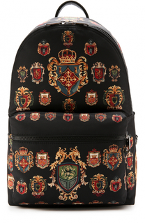 Текстильный рюкзак с принтом с внешним карманом на молнии Dolce &amp; Gabbana