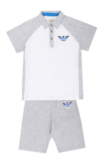 Хлопковый комплект из футболки и шорт Armani Junior