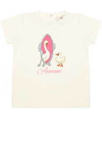 Хлопковая футболка с принтом Armani Junior