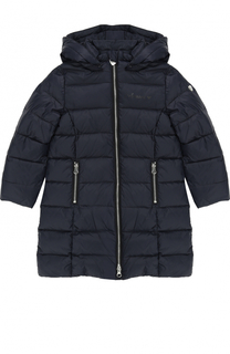 Стеганый пуховик с капюшоном Armani Junior
