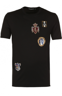Хлопковая футболка с нашивками Dolce &amp; Gabbana