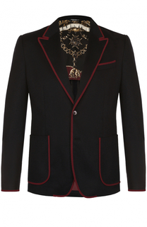 Однобортный пиджак из кашемира с контрастной отделкой Dolce & Gabbana