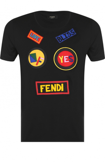 Хлопковая футболка с аппликациями Fendi