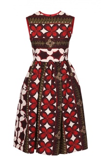 Приталенное платье-миди с контрастным принтом Valentino