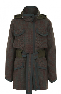 Пальто с накладными карманами и поясом Sacai