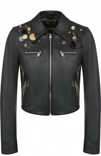 Кожаная куртка с декоративной отделкой Dolce &amp; Gabbana