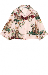 Шелковая блуза в пижамном стиле с принтом Dolce &amp; Gabbana
