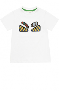 Хлопковая футболка с аппликациями Fendi Roma