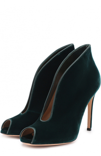 Бархатные ботильоны Vamp с открытым мысом Gianvito Rossi