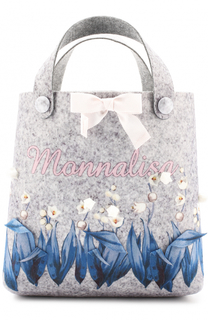 Текстильная сумка с принтом и декором Monnalisa