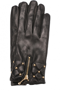 Кожаные перчатки с молниями и металлической отделкой Sermoneta Gloves