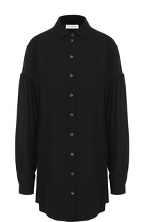 Платье-рубашка с декорированными пуговицами Saint Laurent