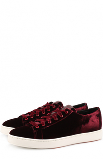 Бархатные кеды на шнуровке Santoni