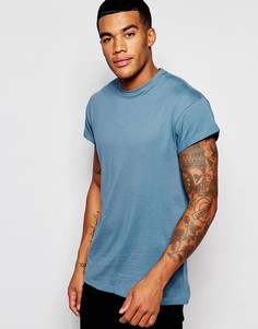 Синяя футболка с подвернутыми рукавами New Look - Синий