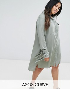 Платье-рубашка в стиле casual от ASOS CURVE - Синий