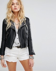 Куртка из веган-кожи с заклепками Free People - Черный