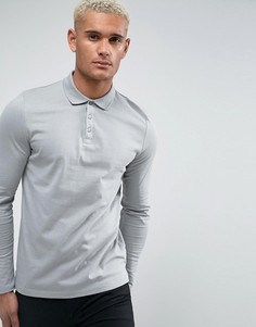 Серое трикотажное поло с длинными рукавами ASOS - Серый