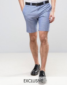 Облегающие строгие свадебные шорты с добавлением льна Noak - Синий