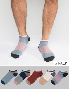 Набор из 5 пар спортивных носков колор блок ASOS - Мульти