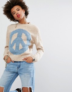 Джемпер с добавлением кашемира Love Moschino Peace - Бежевый