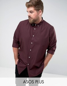 Бордовая рубашка классического кроя с воротником на пуговицах ASOS PLUS - Красный