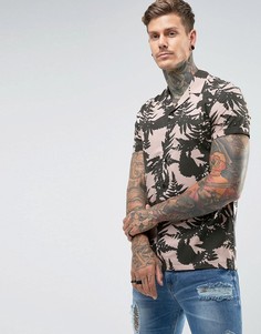 Рубашка классического кроя с лиственным принтом ASOS - Розовый