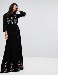 Платье макси с вышивкой Vero Moda - Черный