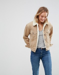 Вельветовая куртка с воротником из искусственного меха ASOS - Светло-серый