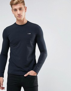 Темно-синий лонгслив с круглым вырезом Armani Jeans - Темно-синий