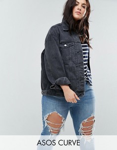 Черная выбеленная джинсовая куртка ASOS CURVE - Черный