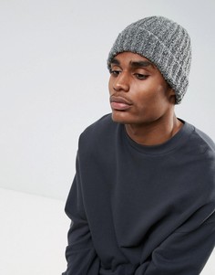 Серая шапка-бини в рыбацком стиле из пряжи букле ASOS - Серый