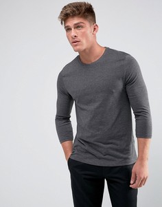 Серая футболка с рукавами 3/4 ASOS - Серый
